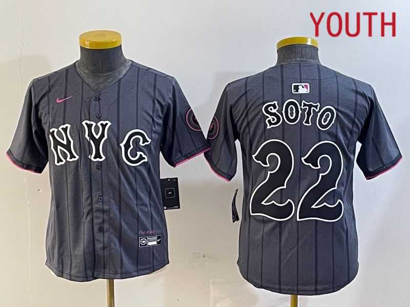Youth New York Mets #22 Soto Black City Edition 2024 Nike MLB Jersey style 1->youth mlb jersey->Youth Jersey